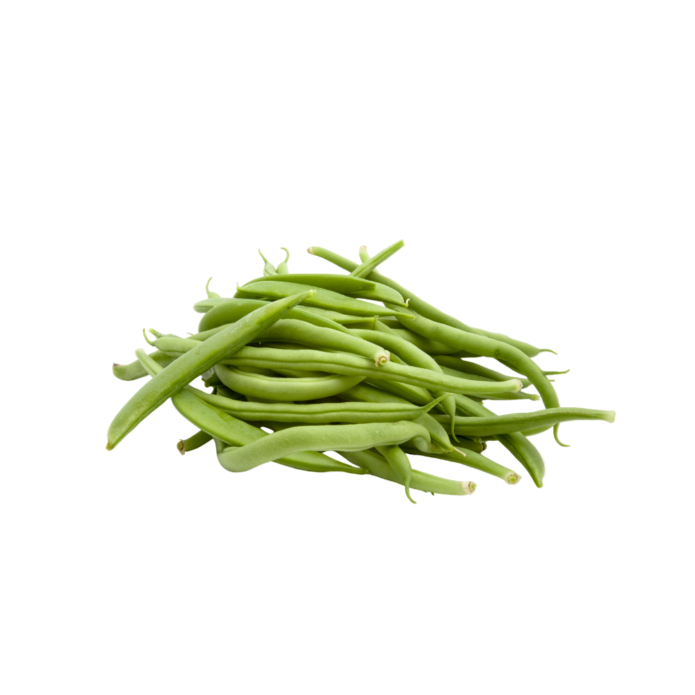 Green beans on a white background