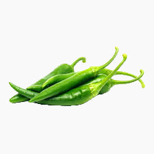 Bunch of green chili peppers on a white background