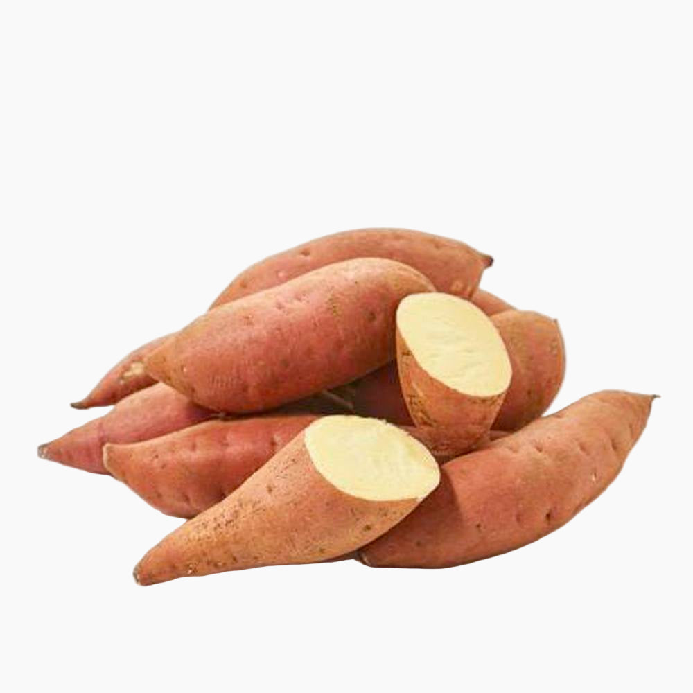 Sweet potatoes on a white background