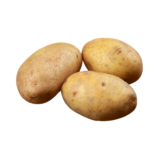 Three potatoes on a white background