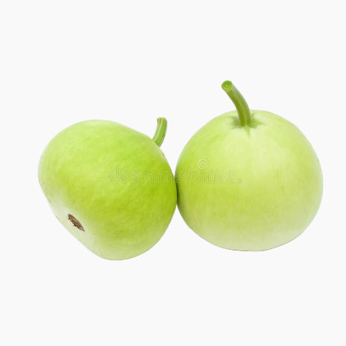 Two green apples on a white background